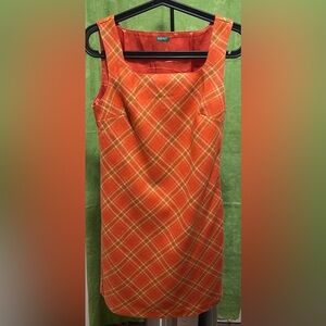 United Colors Of Benetton Vibrant Orange Plaid Dress